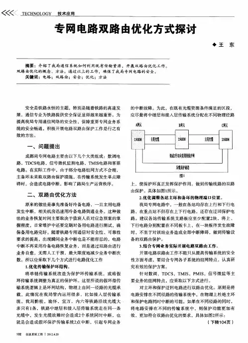 专网电路双路由优化方式探讨