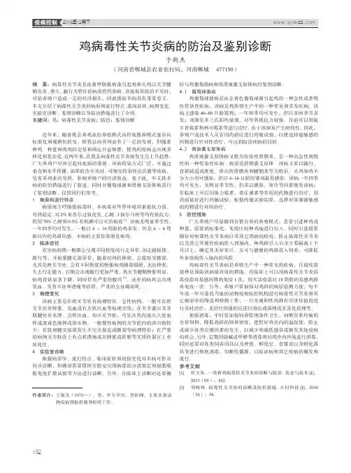 鸡病毒性关节炎病的防治及鉴别诊断