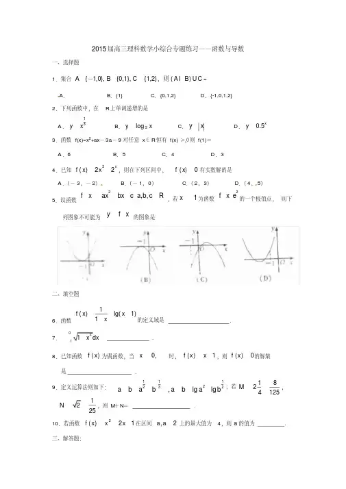 高三理科数学小综合专题练习函数与导数(最新编写)