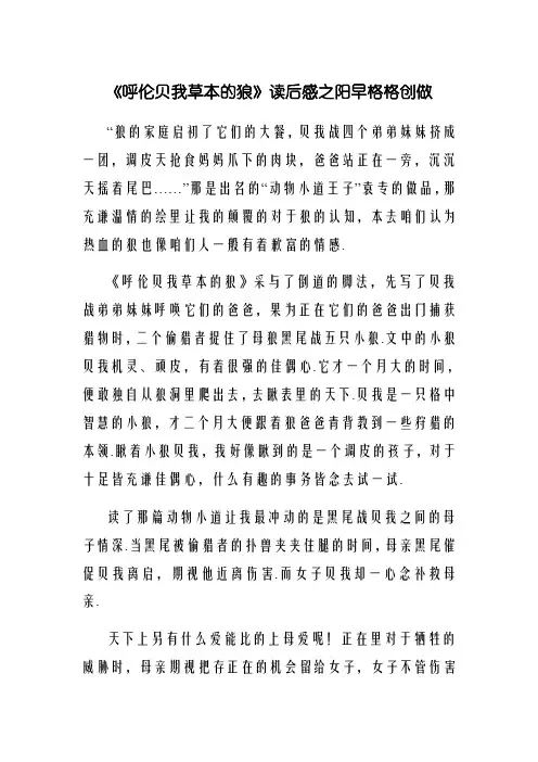 草原的狼读后感