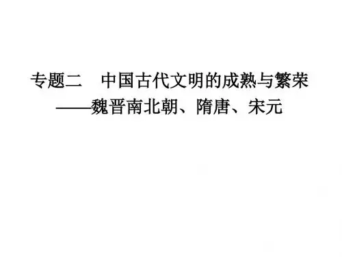 专题二 中国古代文明的成熟与繁荣----魏晋南北朝、隋唐、宋元 共35页PPT资料