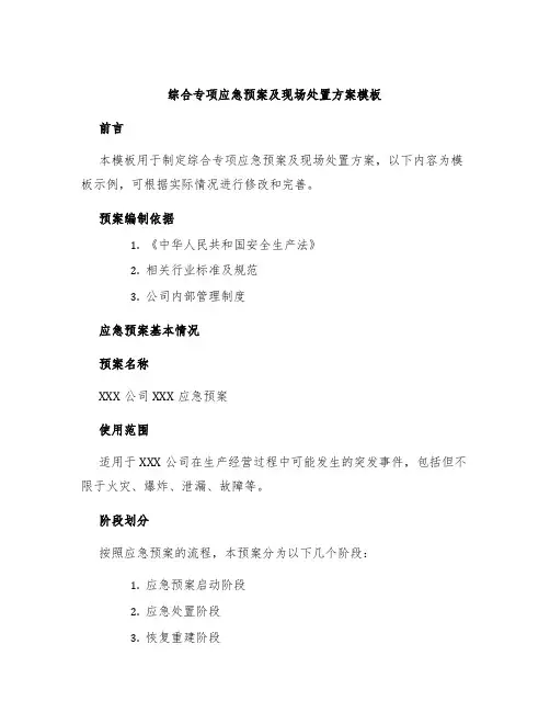 综合专项应急预案及现场处置方案模板