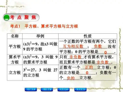 人教版中考数学专题课件：数的开方与二次根式