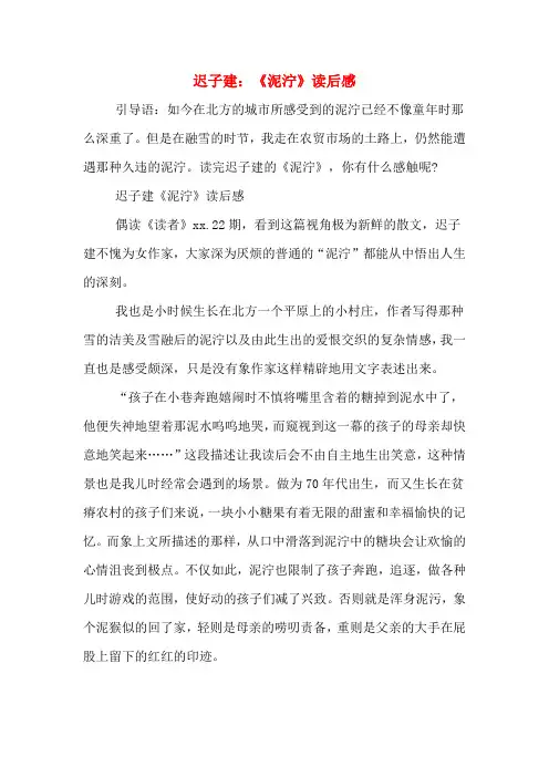 迟子建：《泥泞》读后感