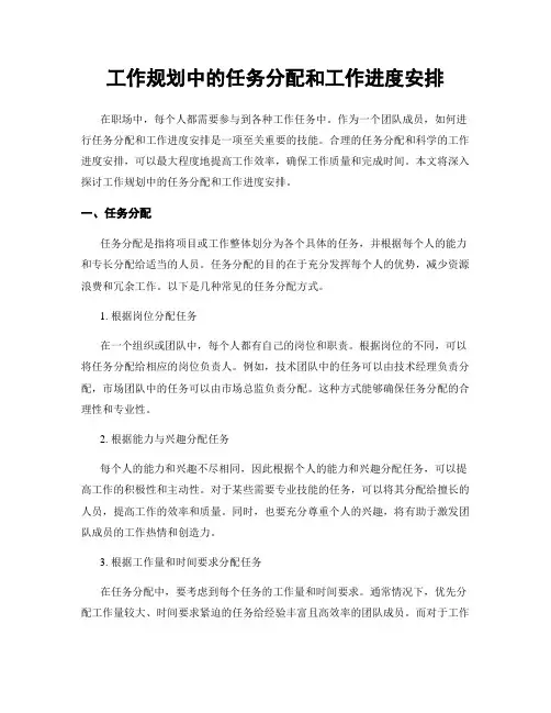 工作规划中的任务分配和工作进度安排