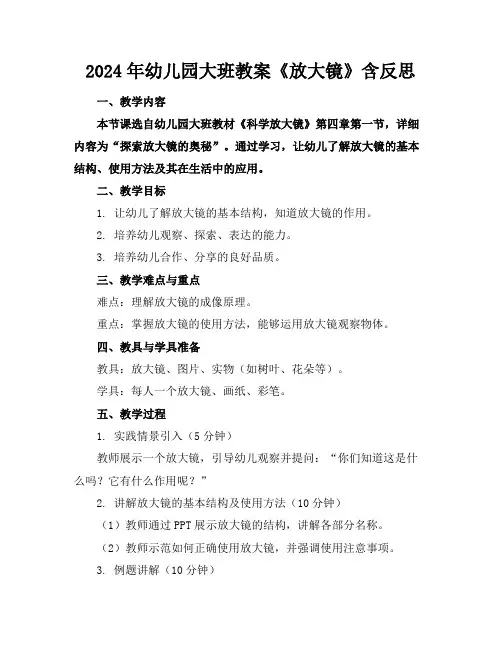 2024年幼儿园大班教案《放大镜》含反思