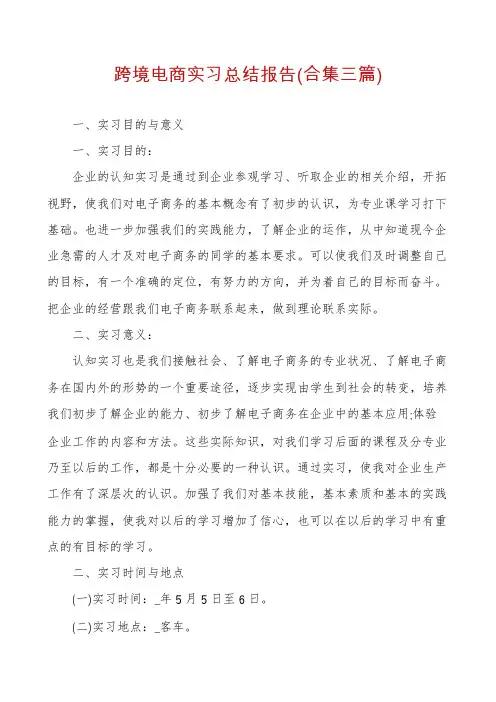跨境电商实习总结报告(合集三篇)
