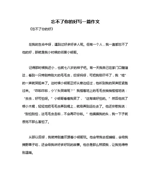 忘不了你的好写一篇作文