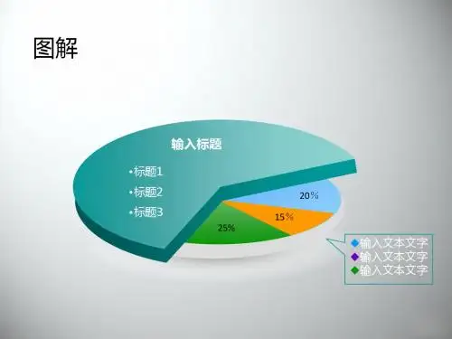 5张双色系精美立体饼形图ppt下载