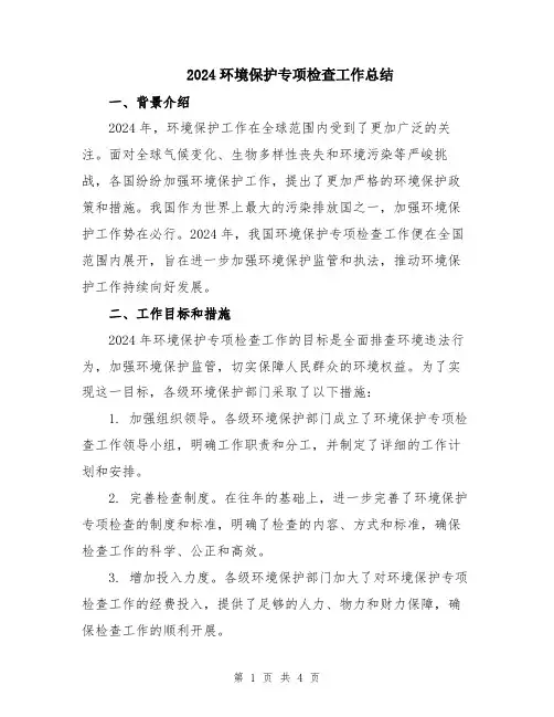 2024环境保护专项检查工作总结