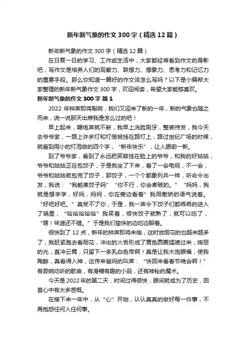 新年新气象的作文300字（精选12篇）