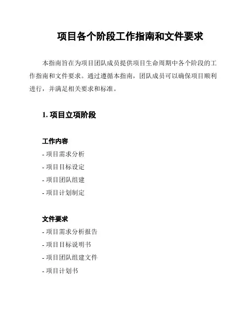 项目各个阶段工作指南和文件要求