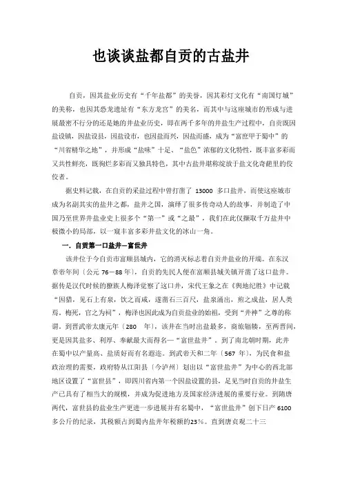 也谈谈盐都自贡古盐井