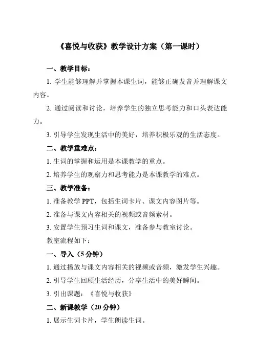 《第3课 喜悦与收获》教学设计教学反思-2024-2025学年初中美术人教版七年级下册