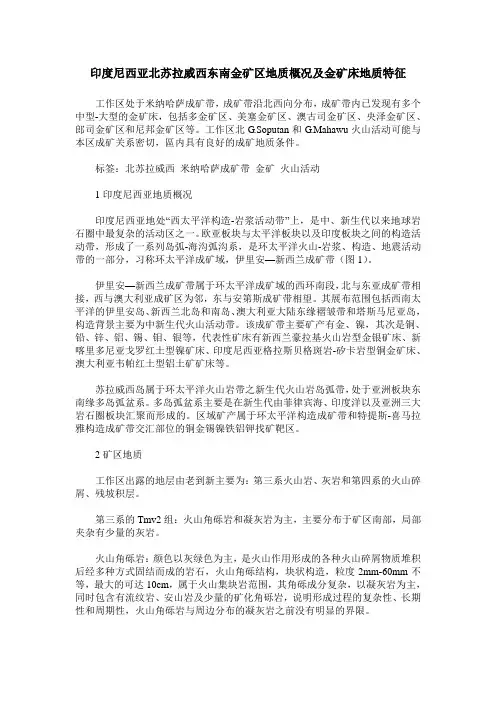 印度尼西亚北苏拉威西东南金矿区地质概况及金矿床地质特征