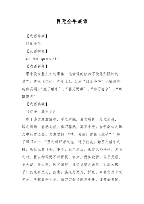 目无全牛成语