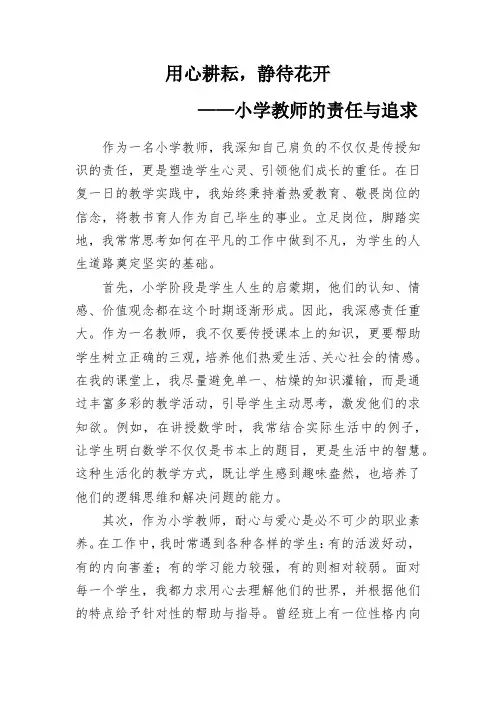 用心耕耘,静待花开——小学教师的责任与追求