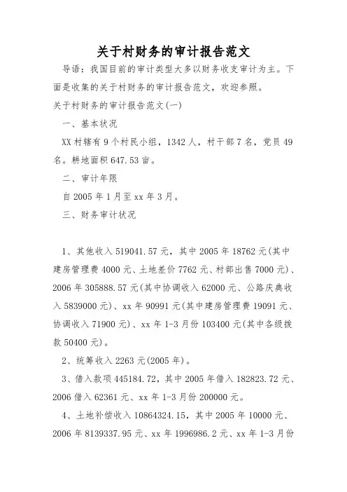 关于村财务的审计报告范文