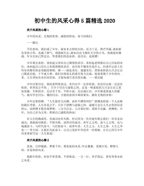 初中生的风采心得5篇精选