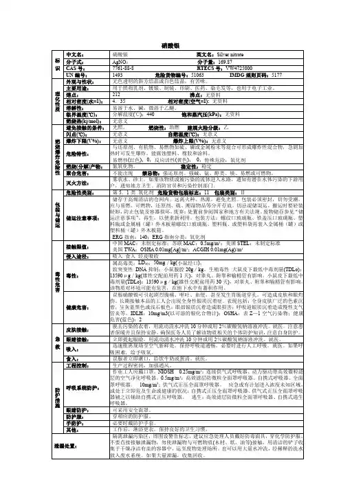 硝酸银化学品安全技术说明书MSDS