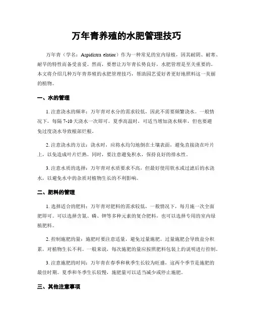 万年青养殖的水肥管理技巧