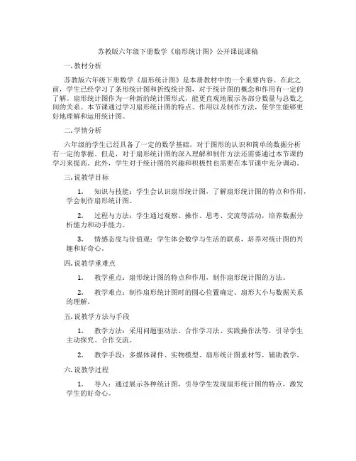 苏教版六年级下册数学《扇形统计图》公开课说课稿