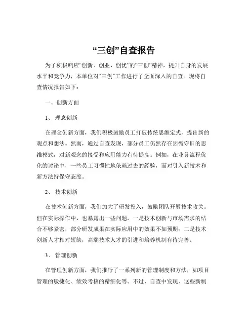 “三创”自查报告