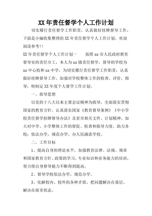 责任督学个人工作计划