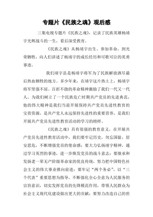 专题片《民族之魂》观后感