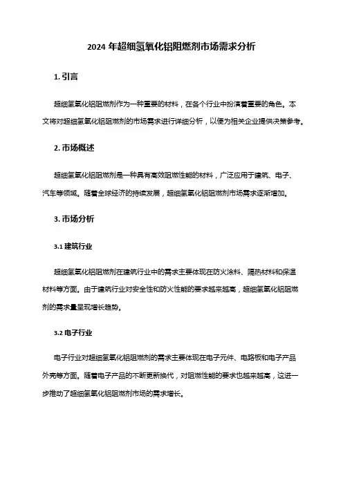 2024年超细氢氧化铝阻燃剂市场需求分析