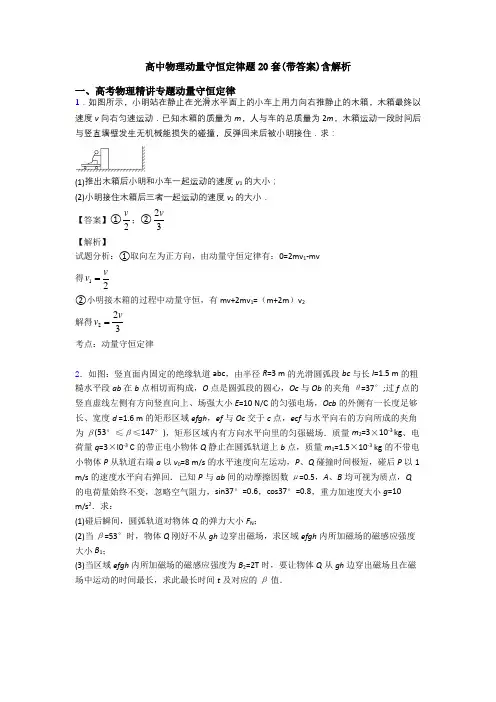高中物理动量守恒定律题20套(带答案)含解析