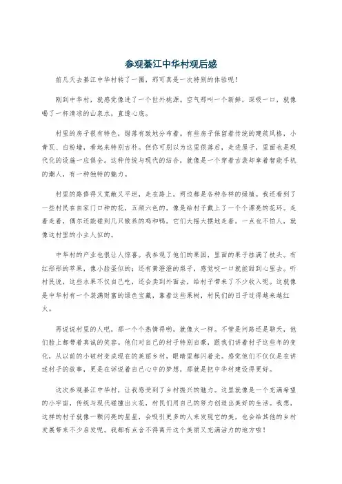 参观綦江中华村观后感