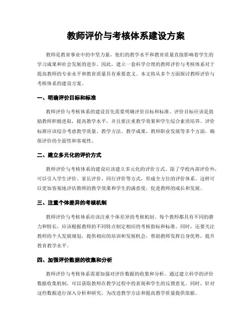 教师评价与考核体系建设方案