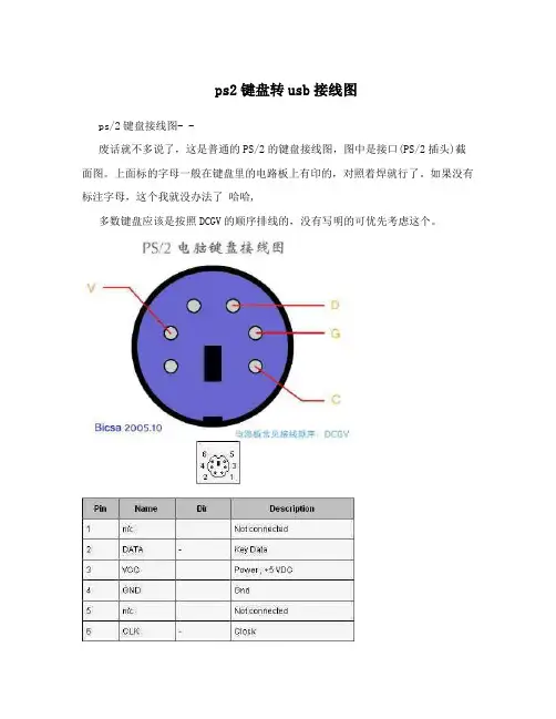 ps2键盘转usb接线图