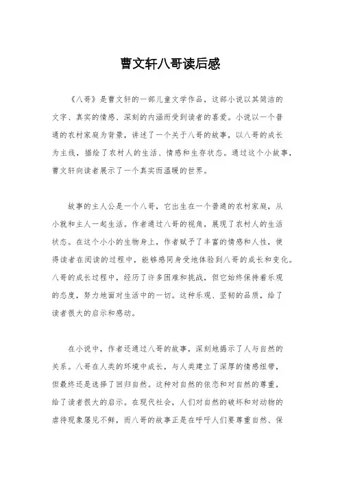曹文轩八哥读后感