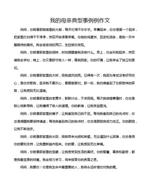 我的母亲典型事例例作文