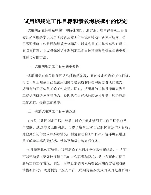 试用期规定工作目标和绩效考核标准的设定