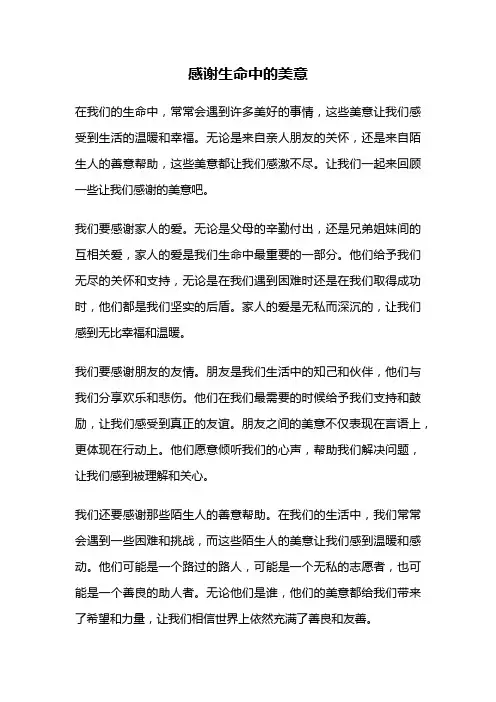 感谢生命中的美意