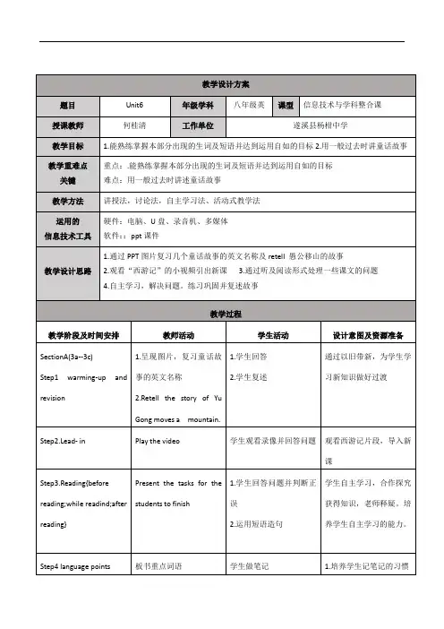 八年级下册八年级英语下 Unit6 SectionA(3a-3c)