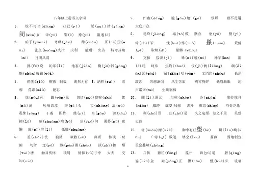 人教版语文八年级上册字词专项复习