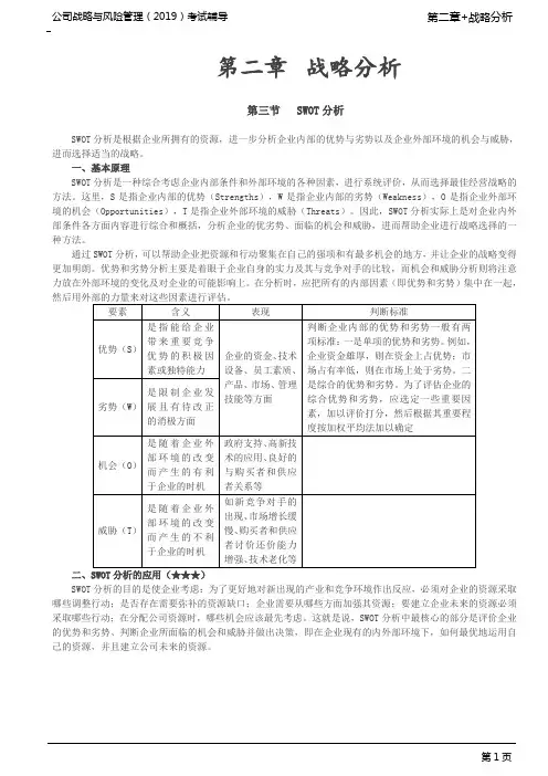 注册会计师 CPA 公司战略与风险管理 第17讲_基本原理,SWOT分析的应用