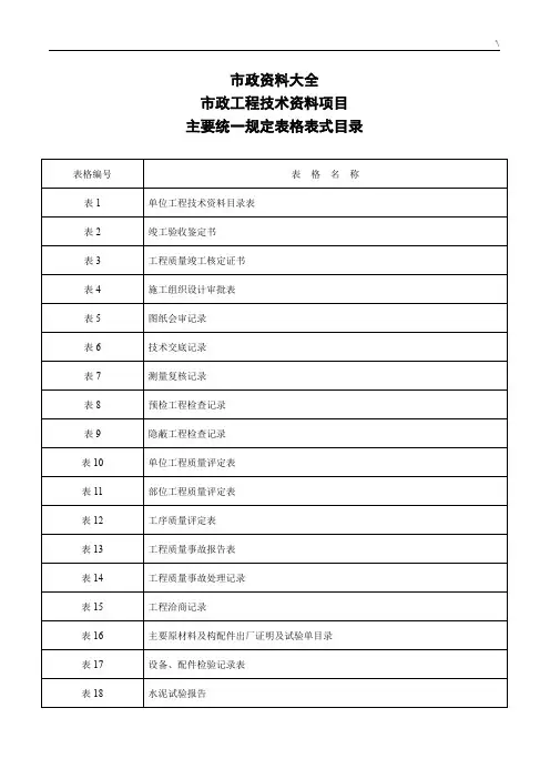市政项目工程资料(全套材料)