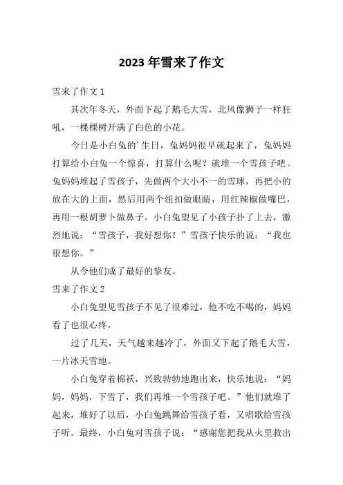 2023年雪来了作文