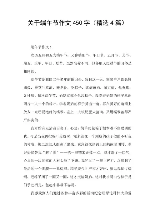 关于端午节作文450字(精选4篇)