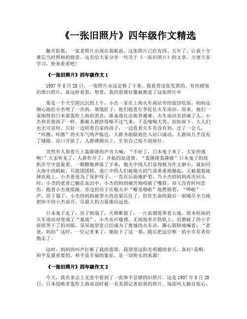 《一张旧照片》四年级作文精选