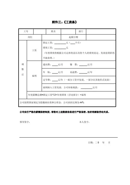 员工签字工资条模板