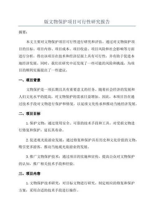 版文物保护项目可行性研究报告