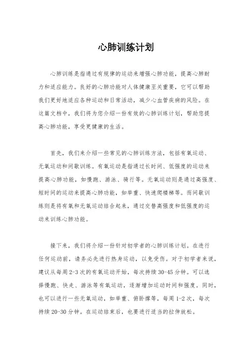 心肺训练计划