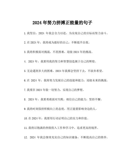 2024年努力拼搏正能量的句子