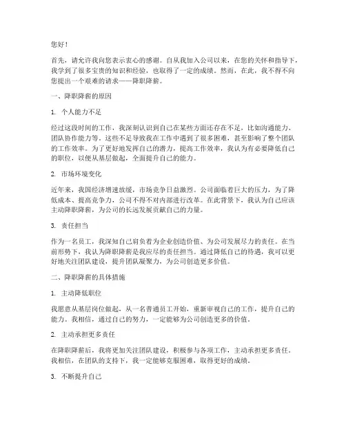 降职降薪申请报告